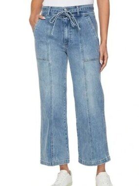 Hudson Tie Waist Wide Leg Cropped Jeans Women's Size 6/28